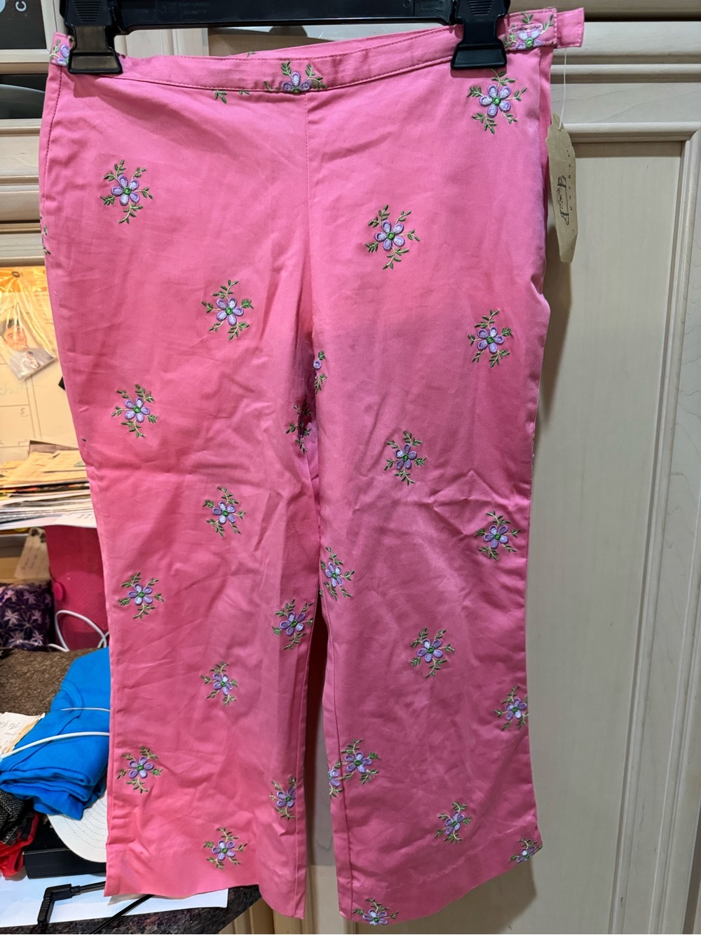 Parker Pink Floral Embroidered Girls' Pants